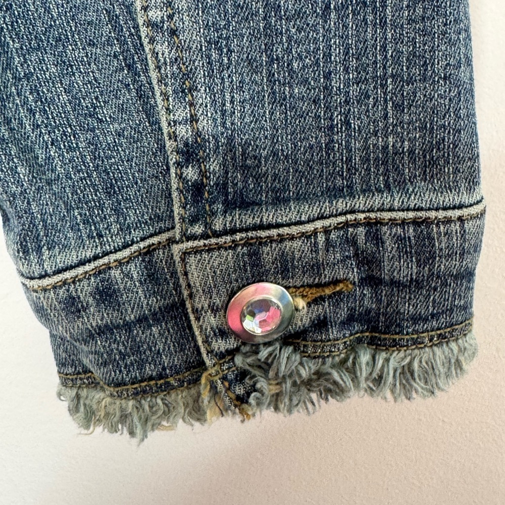INC International Concepts Size M Y2K Blue Denim Jacket Rhinestone Vintage 2000s - Picture 7 of 8